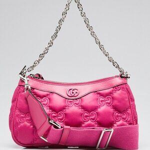 Gucci Pink GG Quilted Nylon/Leather Metalasse Crossbody Bag